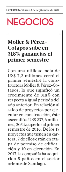 LT: Moller & Pérez-Cotapos sube en 318% ganancias el primer semestre