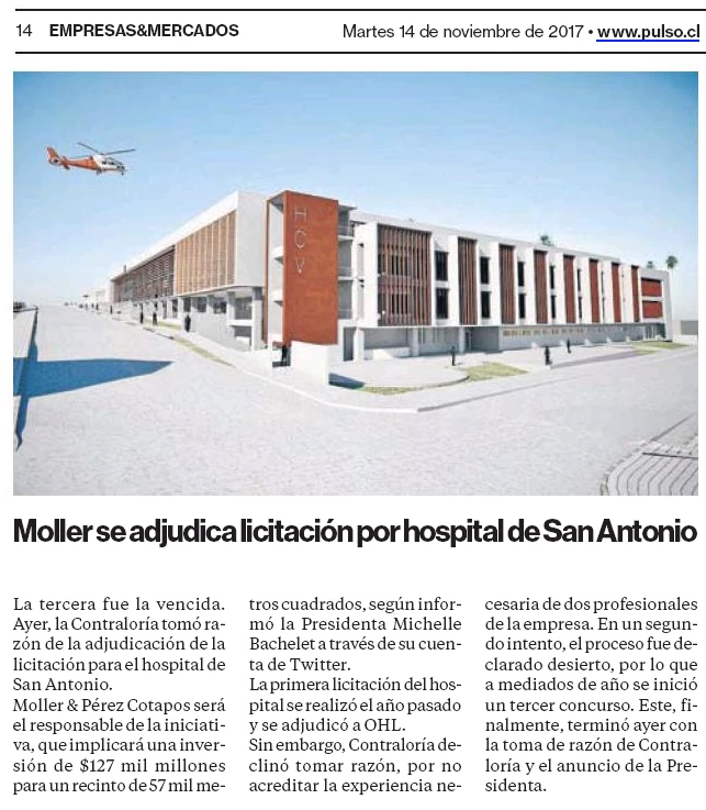 Moller se adjudica licitación por hospital de San Antonio