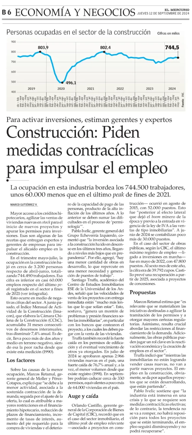 Construcción: Piden medidas contracíclicas para impulsar el empleo